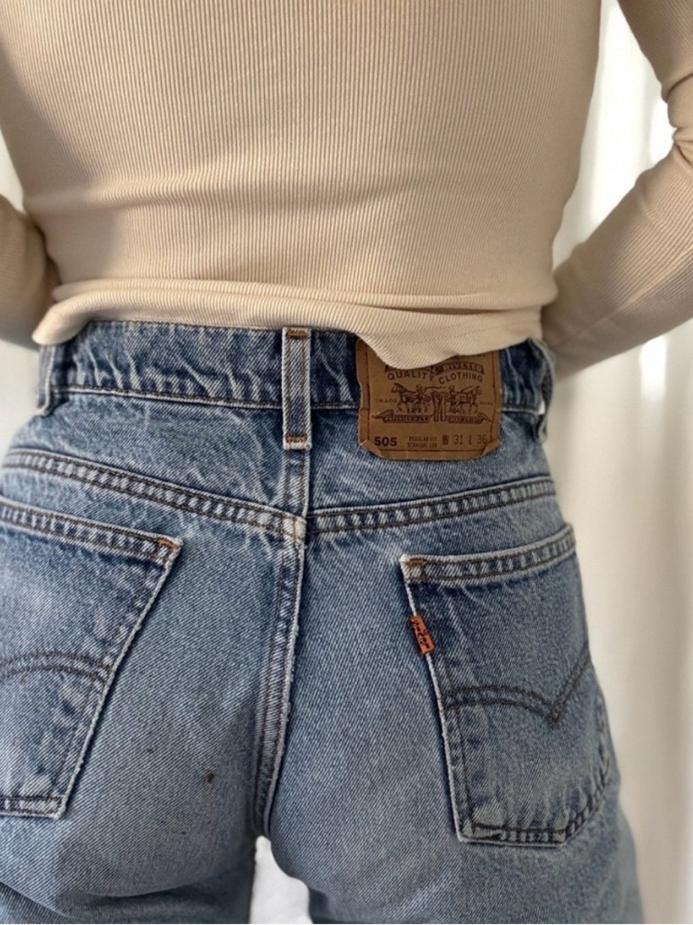 1990s Levi's Vintage 505 Light Blue Straight Leg Jeans